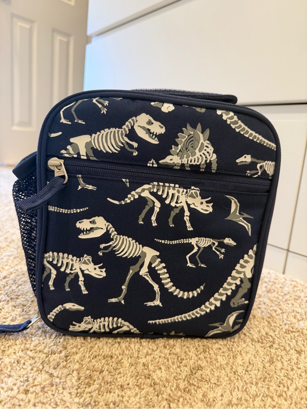 Navy Dinosaur Skeleton Insulated Lunch Bag